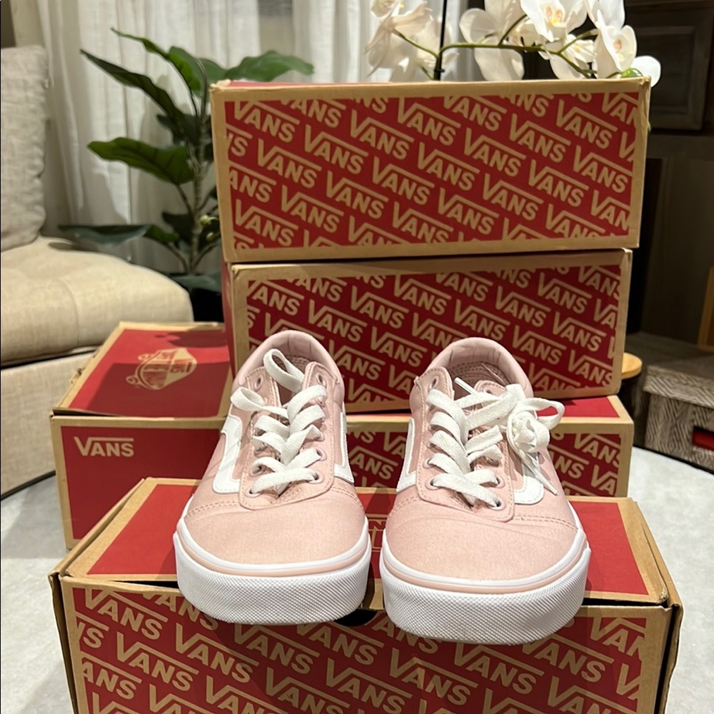 Vans Pink Canvas Sneakers with Lace-Up Design